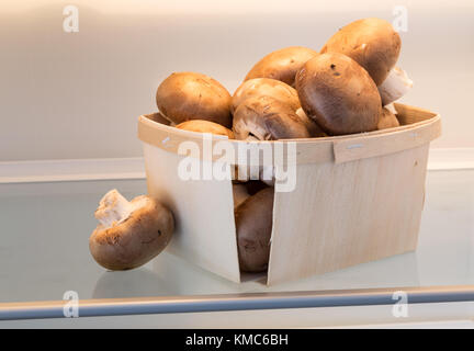 I funghi di aprire il concetto di frigorifero. Foto Stock