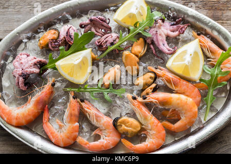 Vassoio con frutti di mare Foto Stock