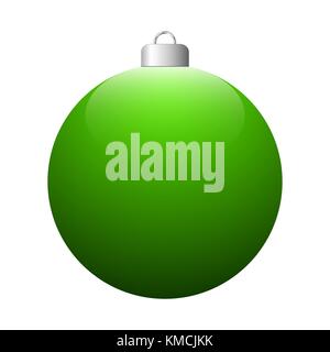 Vettore lucida verde palla di Natale isolato su sfondo bianco. Illustrazione Vettoriale