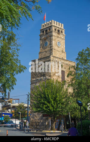 Saat Kulesi, clock tower, centro storico, la città vecchia di Antalya, Kaleici, Antalya, riviera turca, Turchia Foto Stock