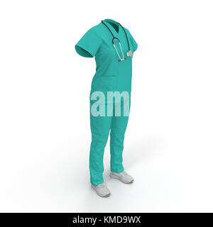 Verde abito di funzionamento isolato su bianco. 3d illustrazione Foto Stock