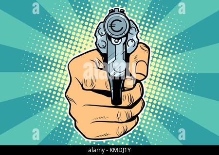 Valuta euro money finance revolver in mano Illustrazione Vettoriale