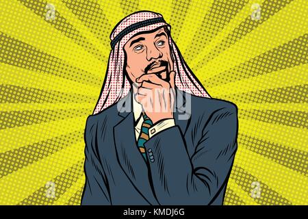 Anziani imprenditore araba, pensatore pongono Illustrazione Vettoriale
