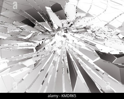 Pezzi di vetro frantumato o frantumato. rendering 3d illustrazione 3d. Foto Stock
