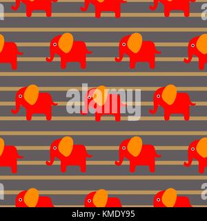 Simpatico cartoon elefante verde al neon baby seamless pattern. Illustrazione Vettoriale