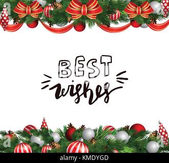 Decorazione di natale alberi sempreverdi Illustrazione Vettoriale