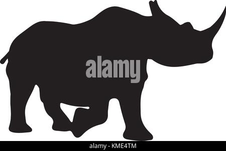 In bianco e nero il vettore silhouette di rhino Illustrazione Vettoriale