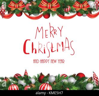Decorazione di natale alberi sempreverdi Illustrazione Vettoriale