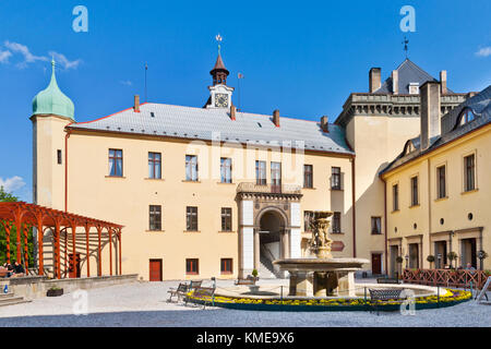 Il neo-castello rinascimentale zbiroh, nei pressi di Rokycany, Repubblica ceca - pittore Alfons Mucha dipinto slovanska epopej qui Foto Stock