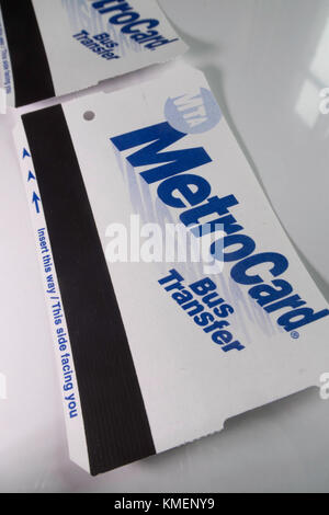 New York MetroCard trasferimento in Bus Foto Stock