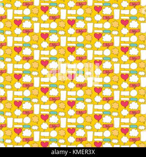 Modelli di bolla carino con sfondo giallo. Illustrazione Vettoriale