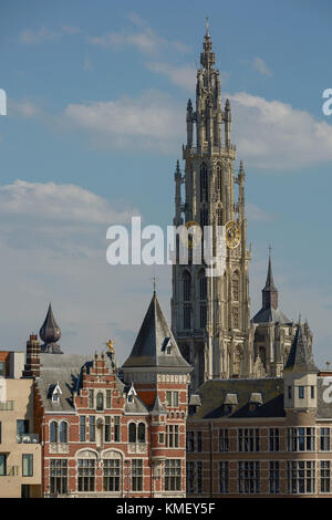 Vista della cattedrale di Nostra Signora di Anversa in Belgio. Foto Stock