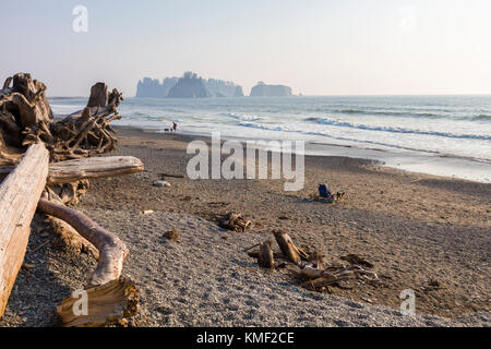 Riatlo spiaggia dell'oceano pacifico nel parco nazionale di Olympic nella costa dello stato di Washington negli stati uniti Foto Stock