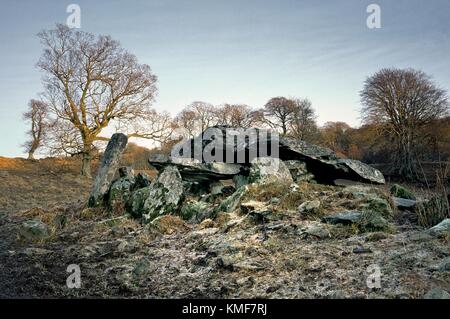 5000 anno di età della pietra preistorici sepoltura chambered cairn a Duntrune nella valle Kilmartin Argyll and Bute, Scotland, Regno Unito Foto Stock