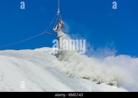 La benna della Cava Grande escavatore è il dumping di prodotti dei rifiuti in discariche Foto Stock