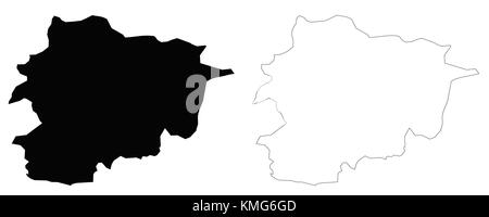 Andorra Mappa di contorno Illustrazione Vettoriale