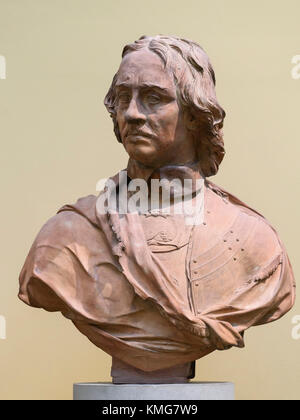 Londra. Inghilterra. Busto di Oliver Cromwell (1599-1658), ca. 1759, di Louis-François Roubiliac (1702-1762), al British Museum. H Foto Stock