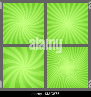 Spirale verde e ray burst set di sfondo Illustrazione Vettoriale