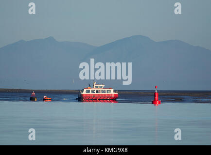 Wyre rose, il traghetto per attraversare il wyre estuary dal knott fine a Fleetwood, nel Lancashire Foto Stock