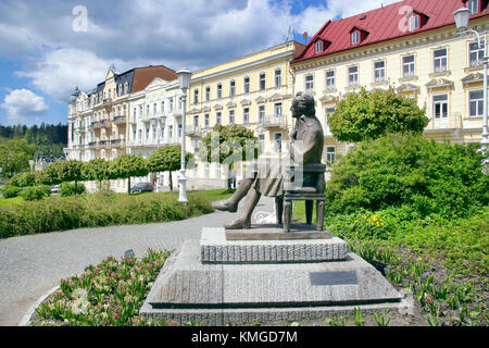 Johann Wolfgang Goethe statua, centro termale di Marianske Lazne, Repubblica ceca. spa designato per la registrazione nella lista UNESCO. Foto Stock