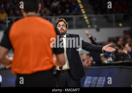 Bamberg, Deutschland. 07Th dec, 2017. Deutschland, bamberg, brose arena, 07.12.2017, Basket - euro league - brose bamberg vs. CSKA Mosca - im Bild: . andrea trinchieri (brose bamberg, head coach) Credito: Ryan evans/alamy live news Foto Stock