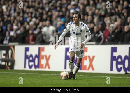 Danimarca, Copenaghen - 07 dicembre 2017. Carlos Zeca (10) del FC Copenhagen visto durante la partita Europa League tra il FC Copenhagen e il FC Sheriff Tiraspol a Telia Parken. (Foto: Gonzales Photo - Samy Khabthani). Foto Stock