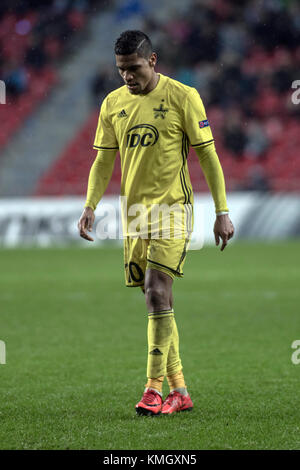 Danimarca, Copenaghen - 07 dicembre 2017. Jairo (10) del FC Sheriff visto durante la partita Europa League tra il FC Copenhagen e lo sceriffo FC Tiraspol a Telia Parken. (Foto: Gonzales Photo - Samy Khabthani). Foto Stock