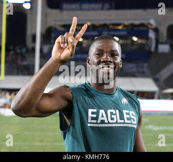 Los Angeles, CA, Stati Uniti d'America. Decimo Dec, 2017. Philadelphia Eagles wide receiver e ex USC Trojans Nelson Agholor (13) dopo la NFL di Philadelphia Eagles vs Los Angeles Rams presso il Los Angeles Memorial Coliseum di Los Angeles, Ca il 10 dicembre 2017. (Assoluta fotografo completo & Company Credit: Jevone Moore/Cal Sport Media (rete televisione vi preghiamo di contattare il vostro rappresentante di vendita per uso televisivo. Credito: csm/Alamy Live News Foto Stock