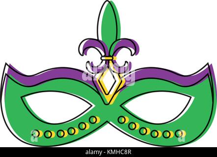 Mardi Gras glitter maschera con Fleur de Lis carnevale Illustrazione Vettoriale