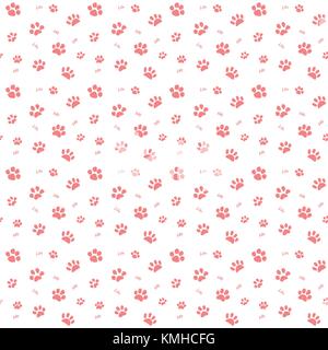 Mano bozzetto gatti paw e tracce seamless pattern, illustrazione vettoriale elementi isolati su sfondo bianco. Illustrazione Vettoriale
