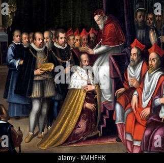 Papa Pio V corone Cosimo I Granduca di Toscana il 5 Marzo 1569 Firenze Italia italiano ( Cosimo I de' Medici 1519 - 1574 ) Foto Stock