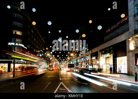 Le luci di Natale a Oxford Street Londra Foto Stock