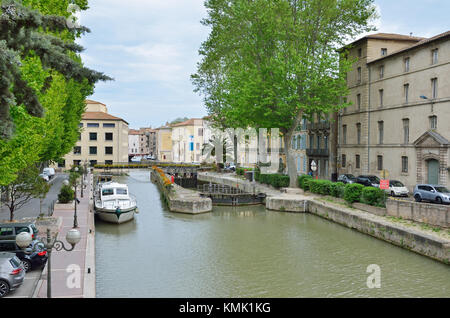 Canal de la Robine in Narbonne Foto Stock