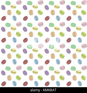 Amaretti seamless pattern, mano bozzetto tradizionale dessert francesi, isolato su bianco. Illustrazione Vettoriale