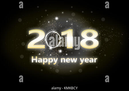 Un biglietto di auguri illustrazione per il 2018 chic e golden stagione di vacanze Foto Stock