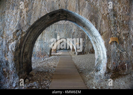 Antica di Seljuk costruito, in cantiere Tershane a Alanya, riviera turca, Turchia Foto Stock