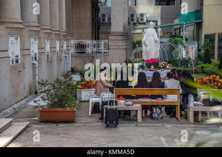 Outdoor raduno di preghiera di Cristo Re a cappella, la Causeway Bay di Hong Kong Foto Stock