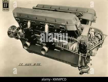 Motore di aviazione Isotta Fraschini Asso 515, Italia 1920s Foto Stock