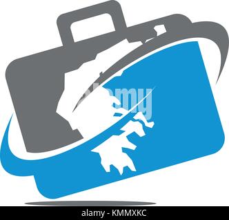 Valigetta logo in viaggio Illustrazione Vettoriale