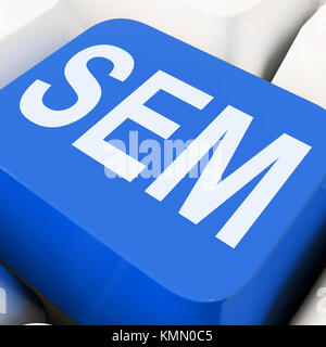 Chiave di sem che mostrano il marketing dei motori di ricerca o di seo Foto Stock