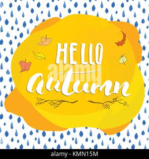 La stagione autunnale lettering disegnato a mano illustrazione vettoriale Illustrazione Vettoriale