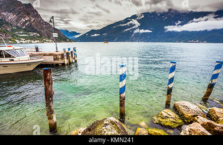 Porto Nuovo a Limone - Lago di Garda - Garda Trentino Foto Stock