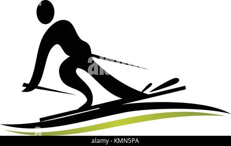 Ski logo design template vector Illustrazione Vettoriale