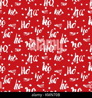 Nuovo anno e Natale seamless pattern, con ho ho ho disegnato a mano lettere, retro vintage modello senza giunture. sfondo illustrazione vettoriale Illustrazione Vettoriale