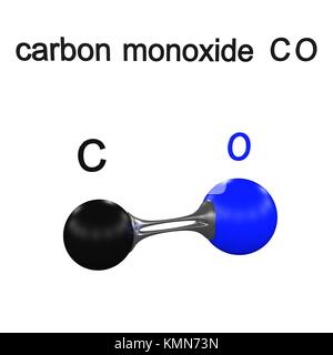 Molecola, 3d'illustrazione, il monossido di carbonio Foto Stock