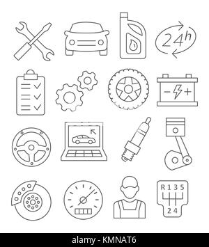 Auto Service le icone della linea Illustrazione Vettoriale