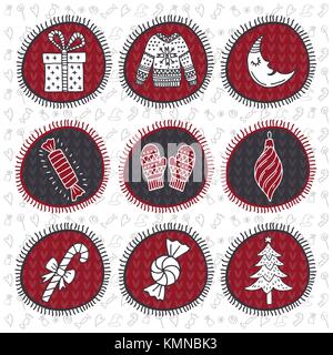 Set di tag per natale e capodanno Illustrazione Vettoriale