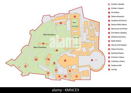 Città del Vaticano mappa vettoriale Illustrazione Vettoriale