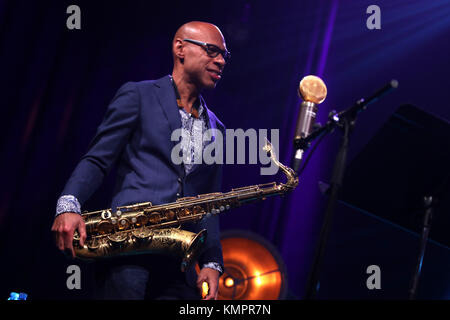 Marciac ( Francia) agosto,9 th 2017 , quarantesimo festival jazz a marciac concerto del sassofonista Joshua Redman joshua redeman (sassofono ) ron miglia (trompette) Scott colley (contrebasse ) brian blade (batterie dms) Credito: sebastien lapeyrere/alamy live news. Foto Stock