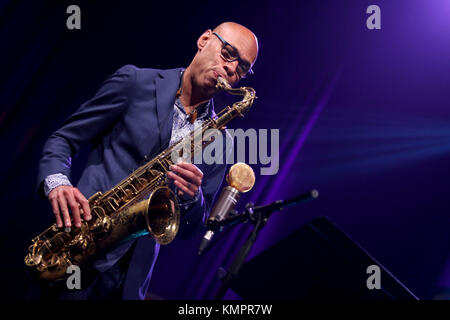 Marciac ( Francia) agosto,9 th 2017 , quarantesimo festival jazz a marciac concerto del sassofonista Joshua Redman joshua redeman (sassofono ) ron miglia (trompette) Scott colley (contrebasse ) brian blade (batterie dms) Credito: sebastien lapeyrere/alamy live news. Foto Stock